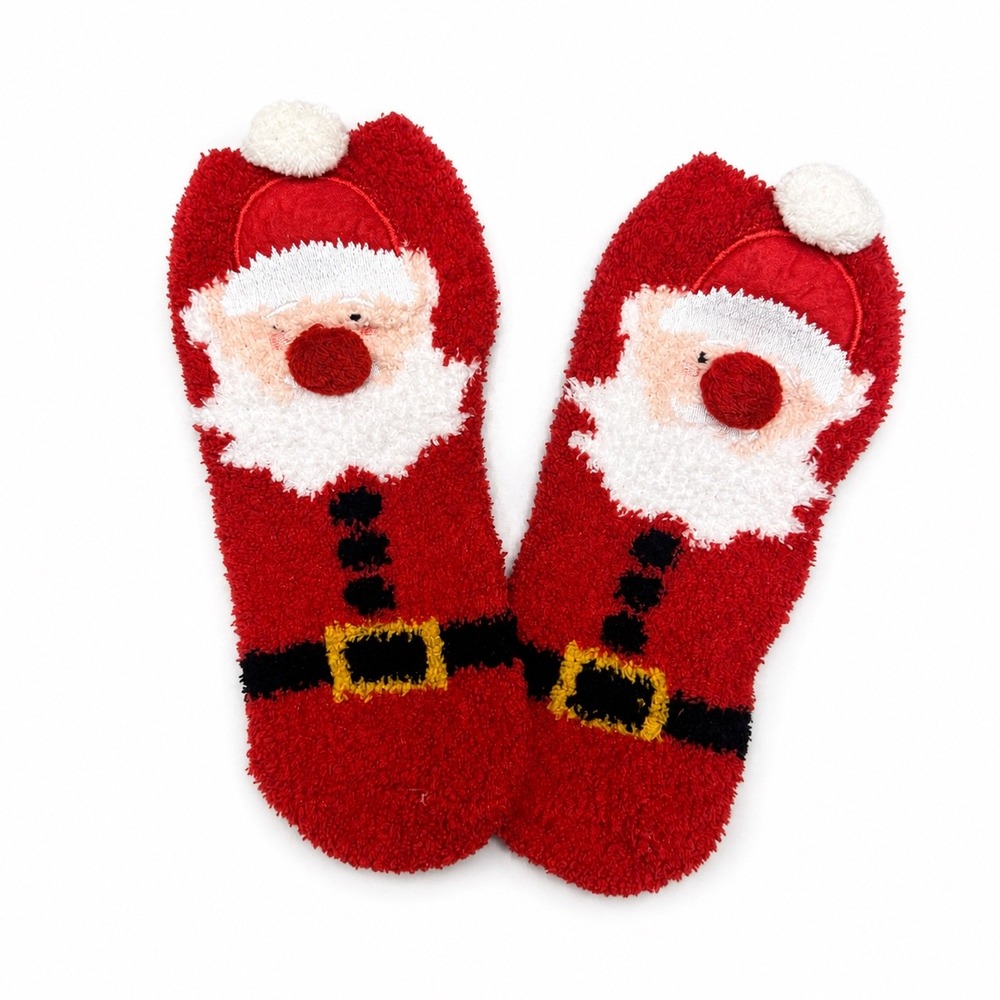 Santa Claus Christmas Fuzzy Slipper Socks| Non-Slip Merry Christmas Grippers